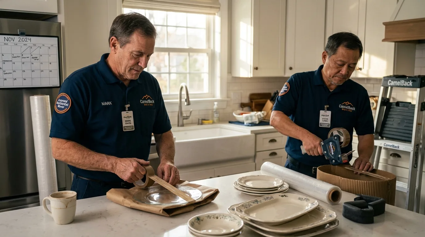 Professional crew packing kitchen dishware in Lamar, AR